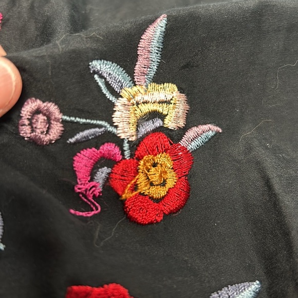 Zara size small embroidered button up black tunic shirt - Picture 4 of 9